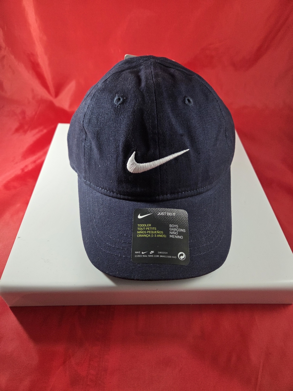 Toddler Boys' Nike Navy Baseball Cap with White Swoosh